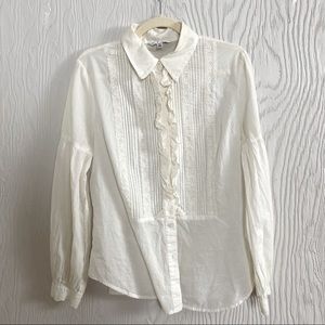 CAbi Romantic Prairie Cotton Eyelet Lace Blouse